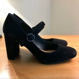 Franco Sarto, Jet Black Suede-like Heels